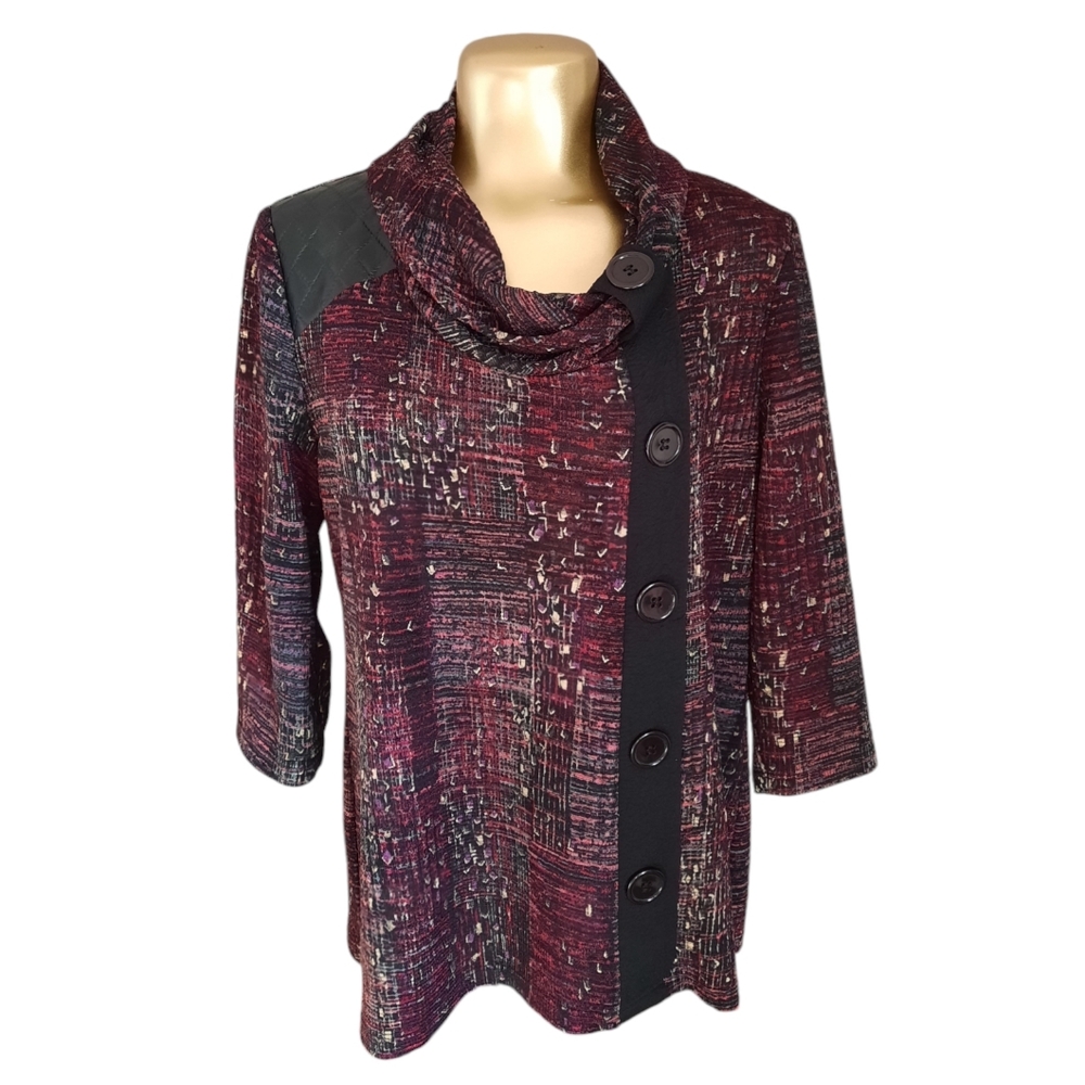 Emotions L blouse top with gold and leather detailing‎